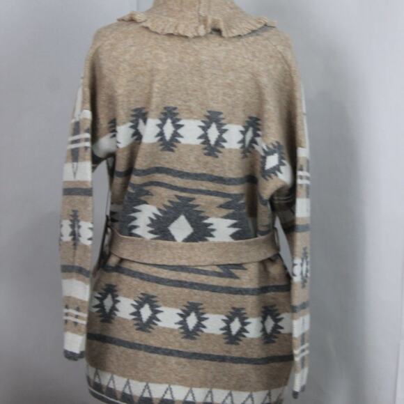 Tahari Women's Belted Cardigan Knit Sweater Tribal Aztec Southwestern Size M - Picture 8 of 14